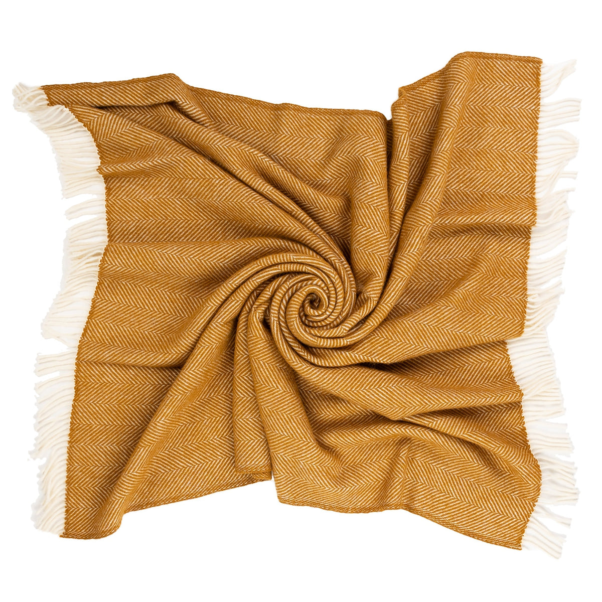 Highland Tweeds Herringbone Pure New Wool Throw - Whiskey