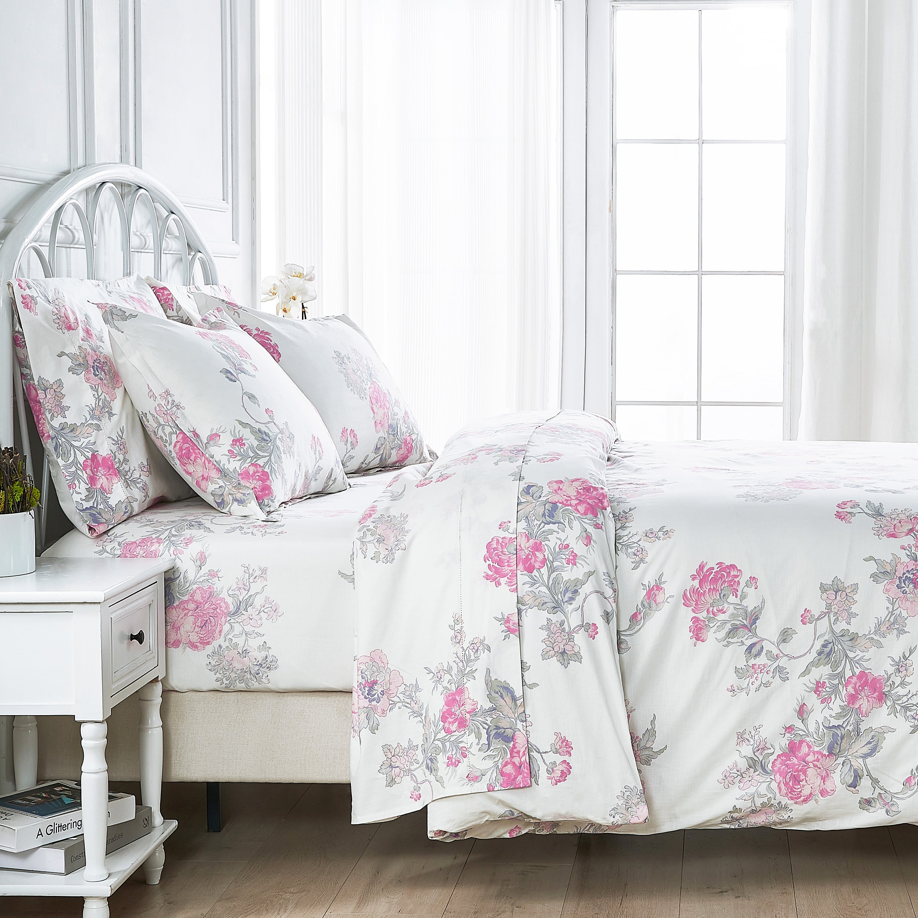 Jardin De Rose Printed Cotton Percale Duvet Sets