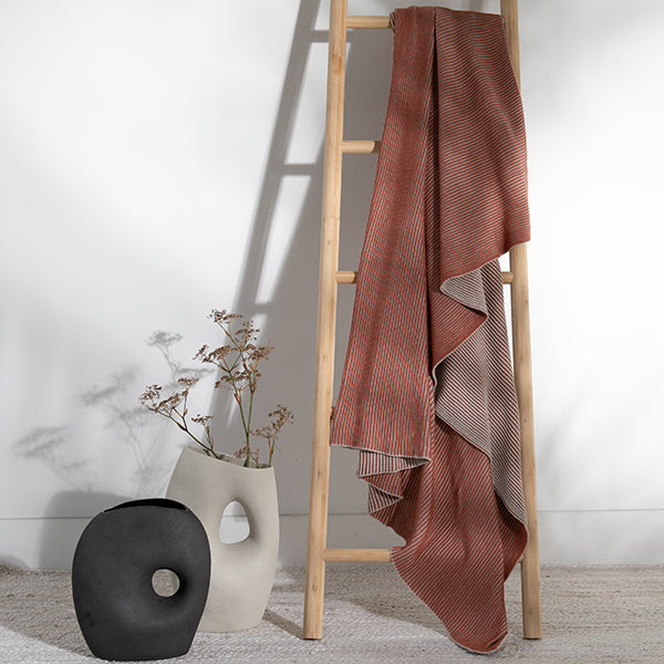 Ribbed Organic Cotton Knit Throw Blanket