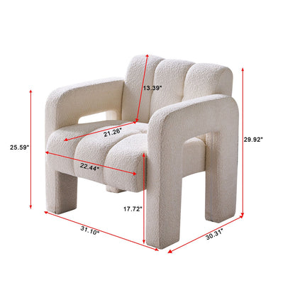 White Boucle Upholstered Accent Chair