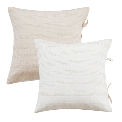 Hand Stitched Reversible Kantha Pillow Sham Pairs