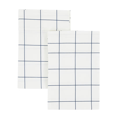 Grid Printed Cotton Percale Pillowcases