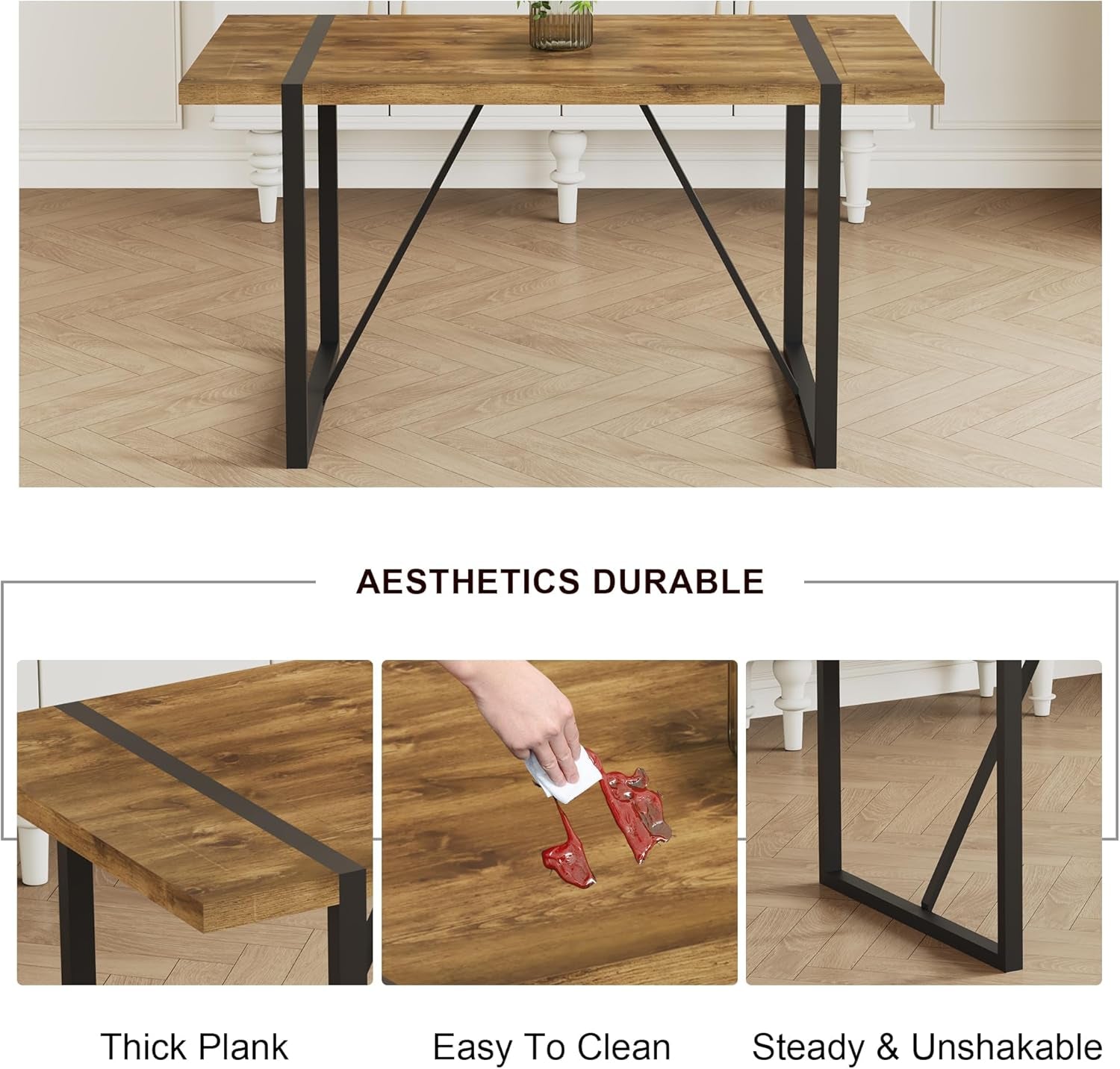 Executive Industrial Solid Walnut Dining Table Set