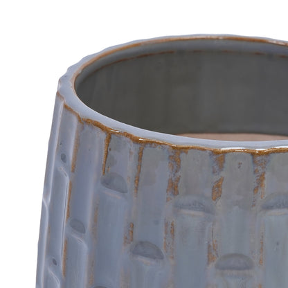 Set of 2 Ceramic Flowerpots - Gray