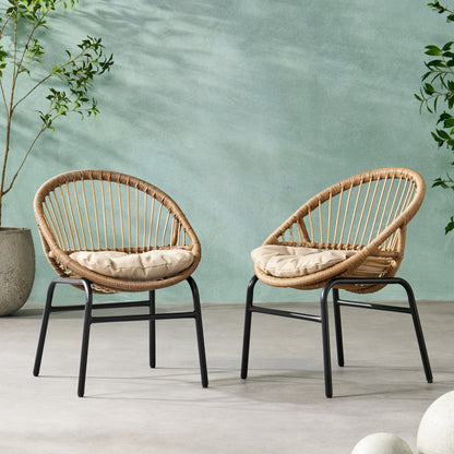 Outdoor Accent Chair with Curved Back - Set of 2