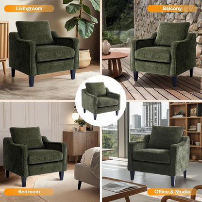 Green Chenille Armchair