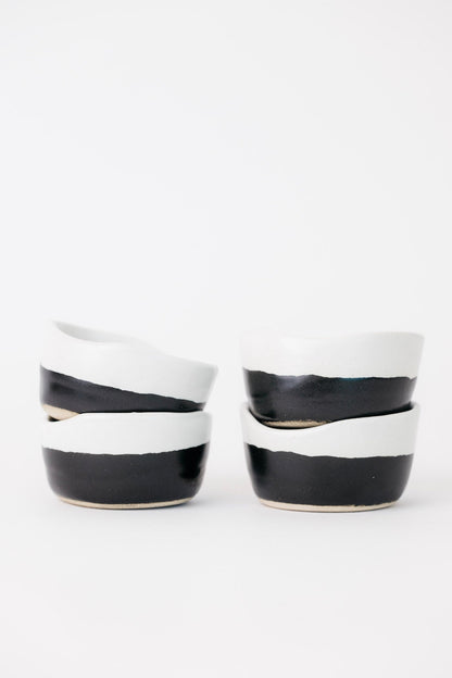Dawson Pinch Bowl - Matte Black/White - Set of 4