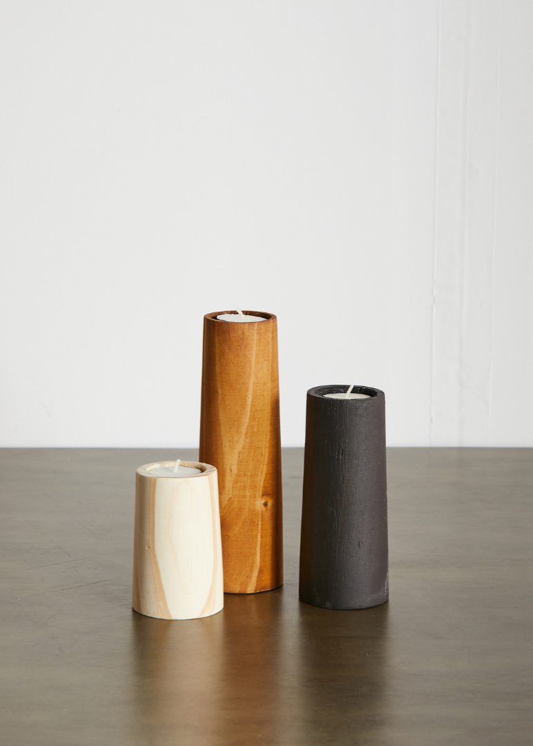 Cylinder Eucalyptus Wood Tealight Candle Holder