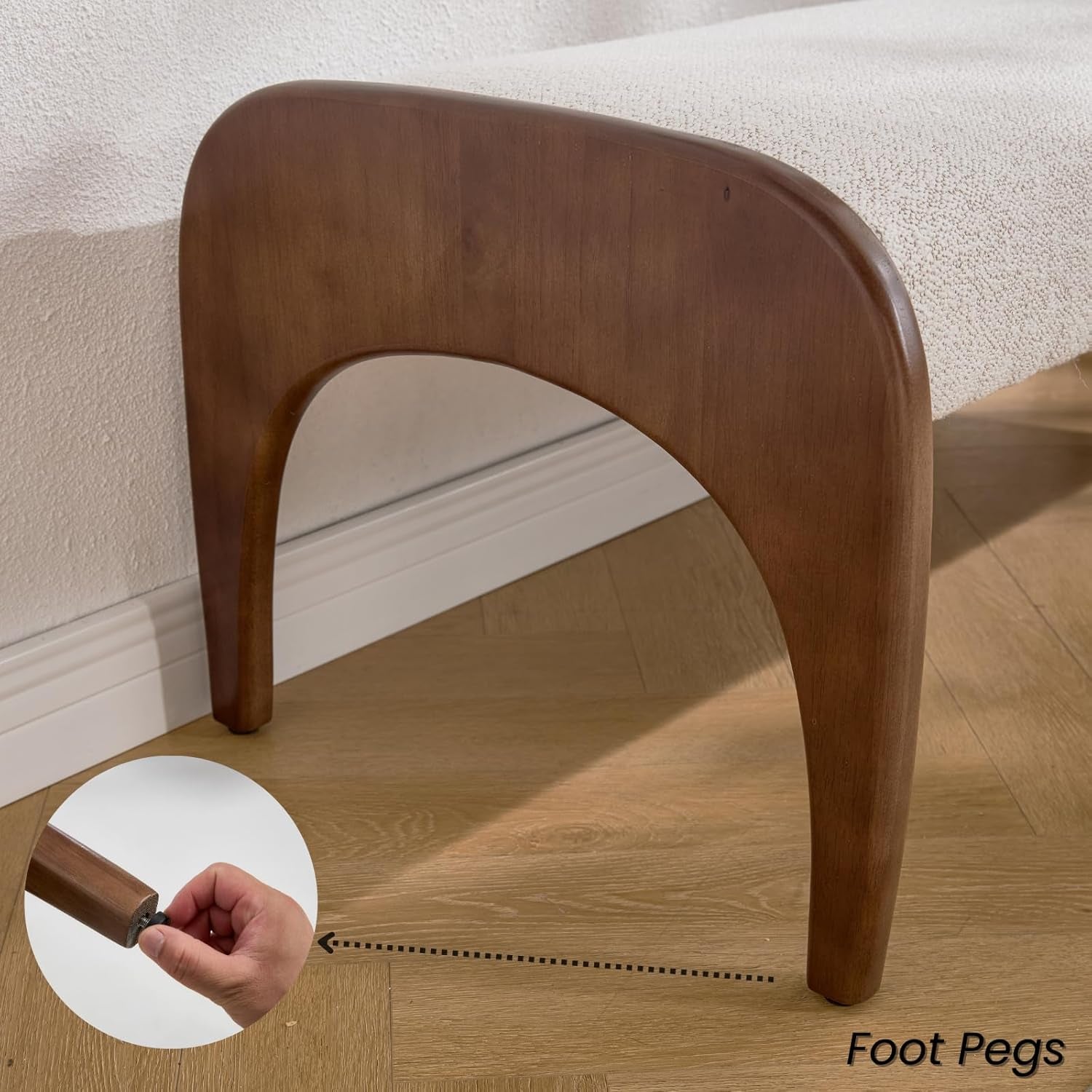 51-Inch Ottoman Bench With Beige Sherpa Upholstery
