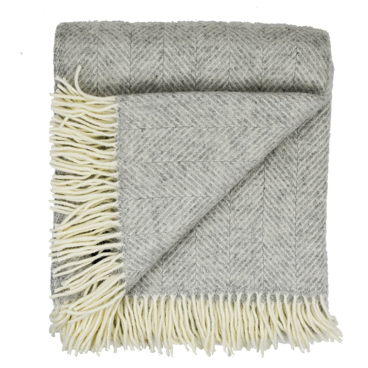 Highland Tweeds Herringbone  Pure New Wool Throw - Silver