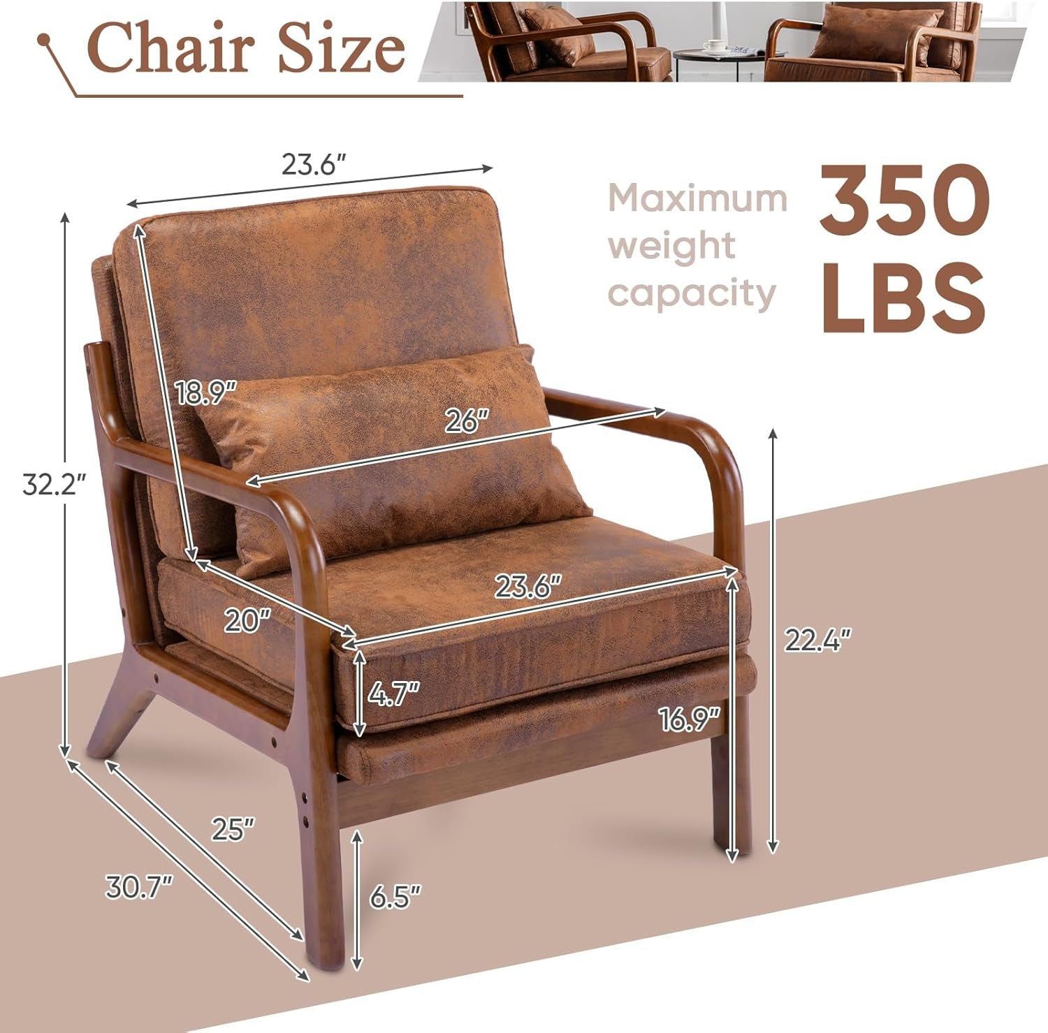 Brown Microfiber Midcentury Modern Accent Chairs - 2 pc Set