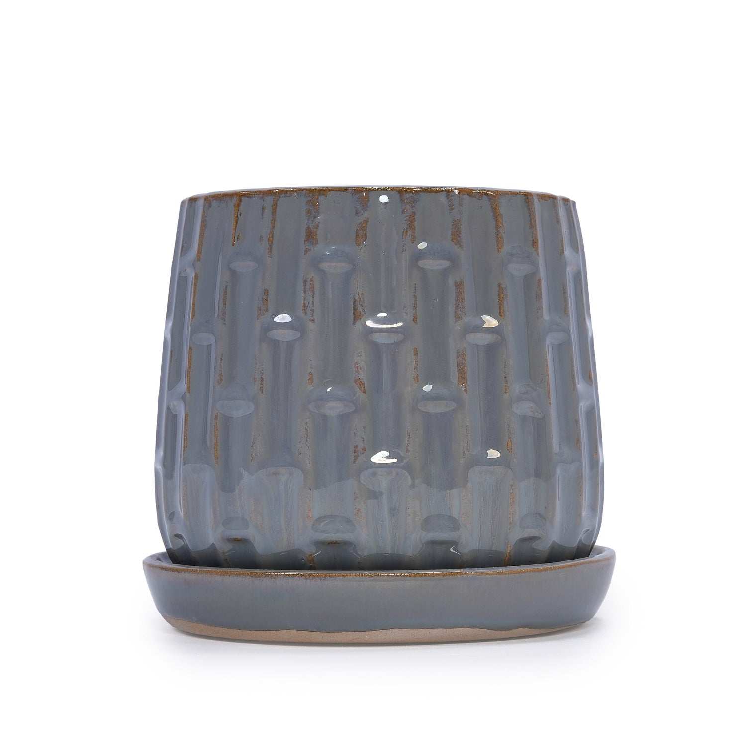 Set of 2 Ceramic Flowerpots - Gray
