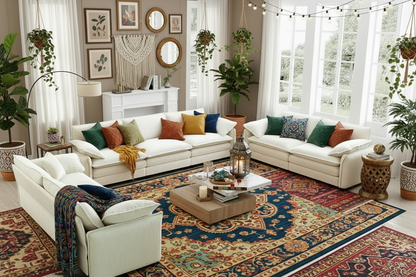 Modern 3 Piece Deep Seat Sofa Set - Beige Corduroy