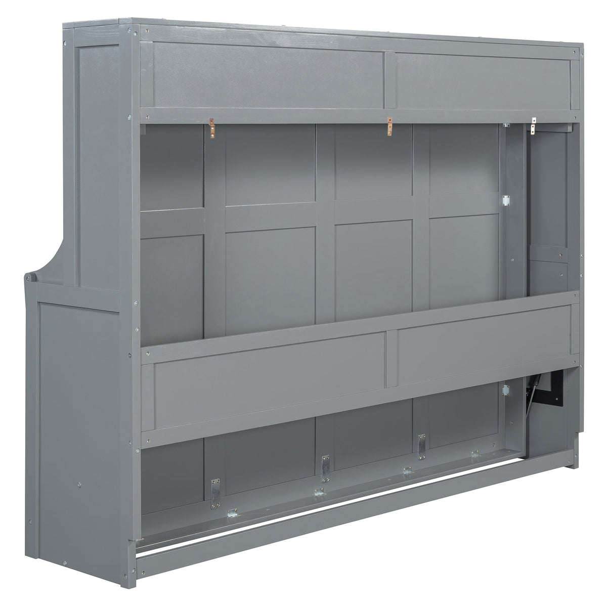Queen Size Murphy Bed with Hydraulic Lift &amp; Desk Design - Gray