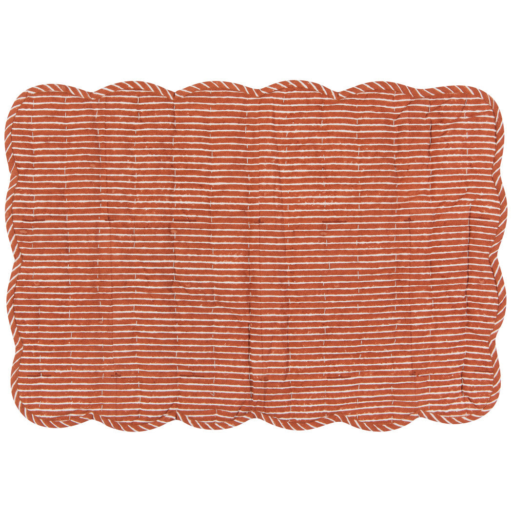 Set of 6 Dahlia Reversible Block Print Kantha Placemats