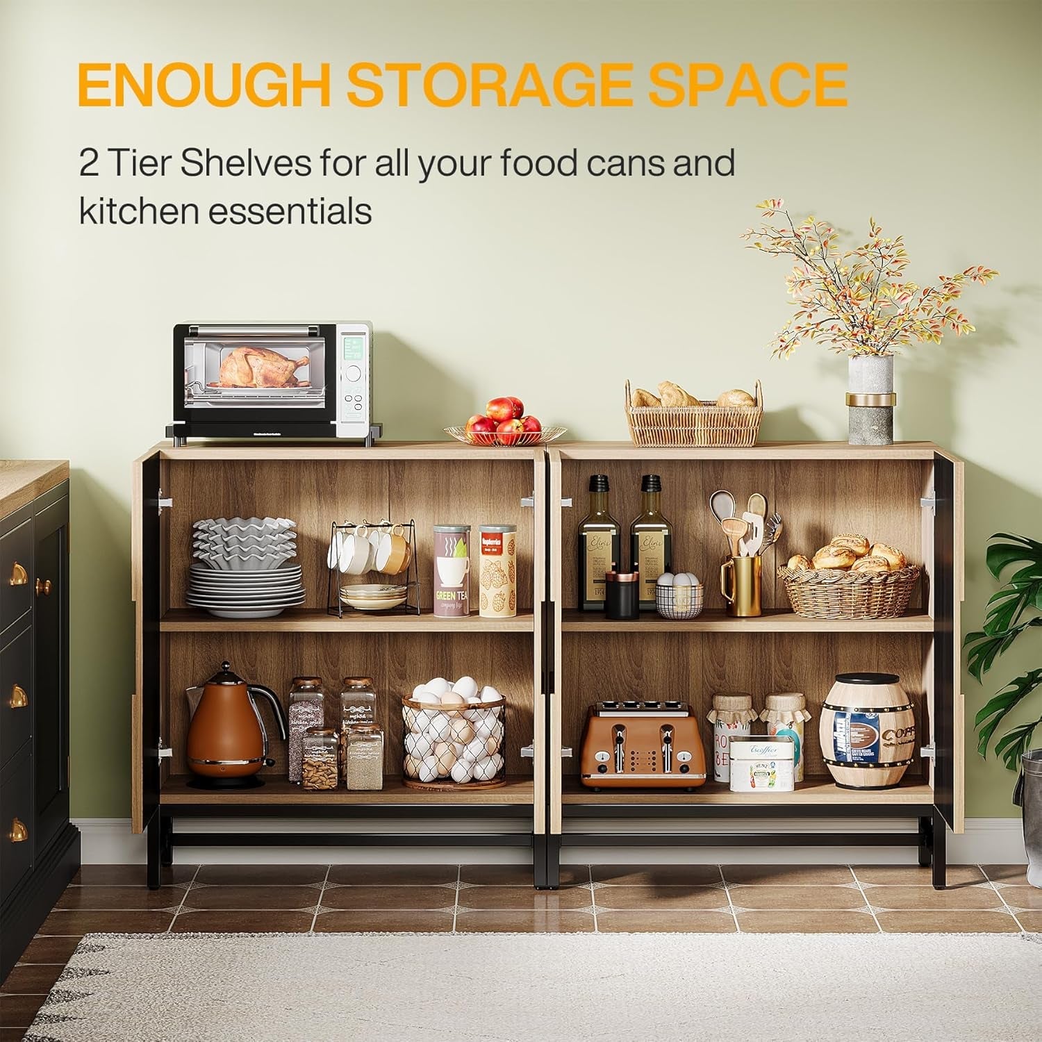 Two-Tone Sideboard With Aztec Design