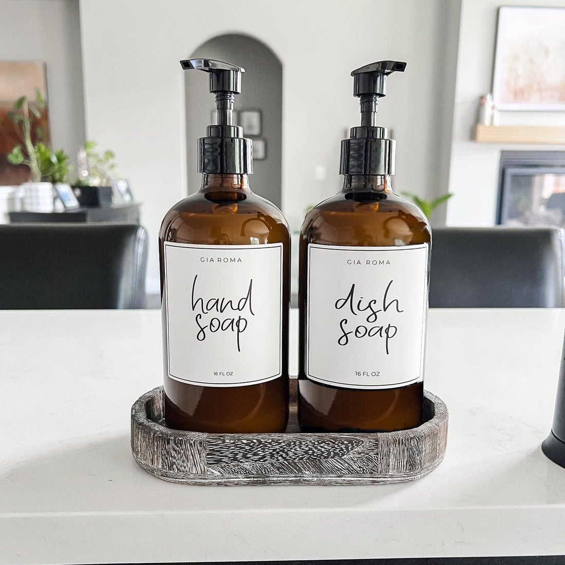 16oz Soap Bottles- Glass Amber|White Label