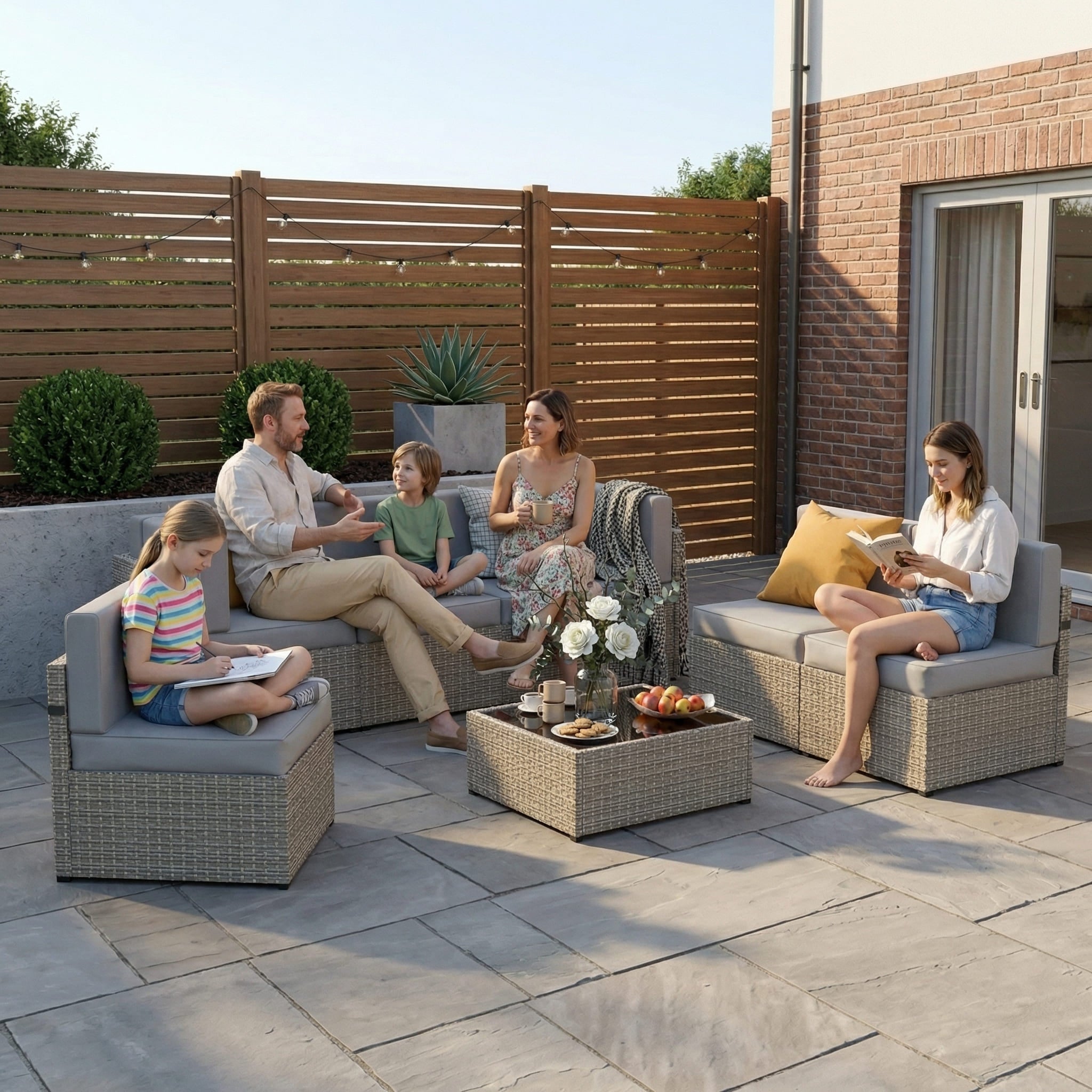 Rattan Outdoor Sectional Couch Set  (7 Pieces) - 5 Colors