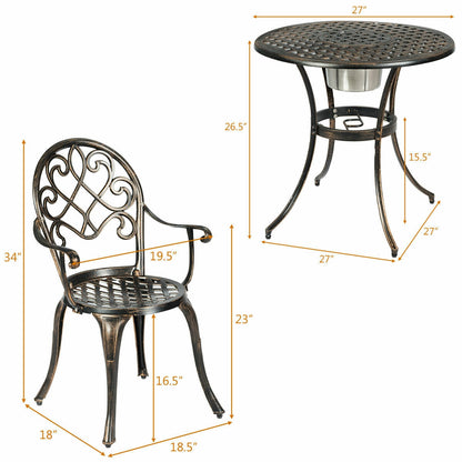 3 Piece Outdoor Bistro Set with Removable Ice Bucket