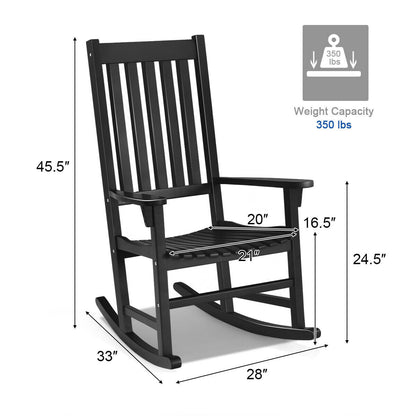 Indoor/Outdoor Wooden High Back Rocking Chair - Black, Natural, White