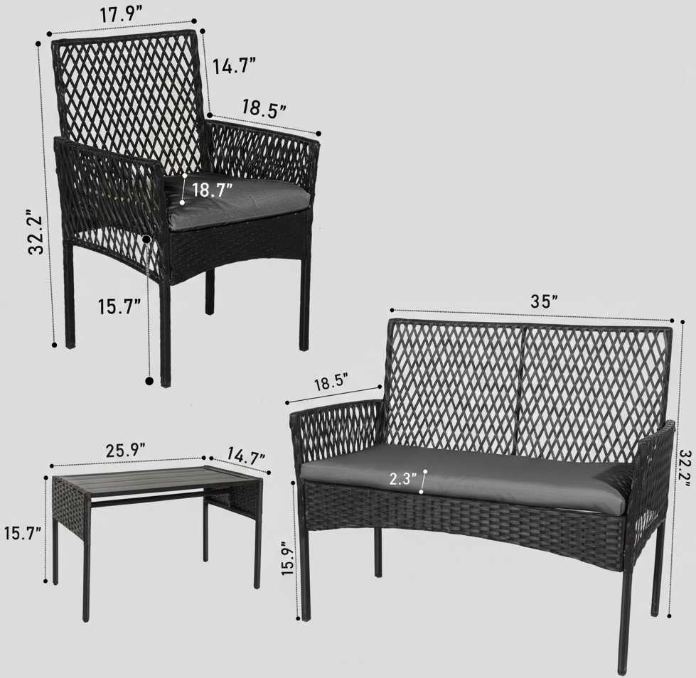 4 Pc Outdoor Patio Furniture Sets