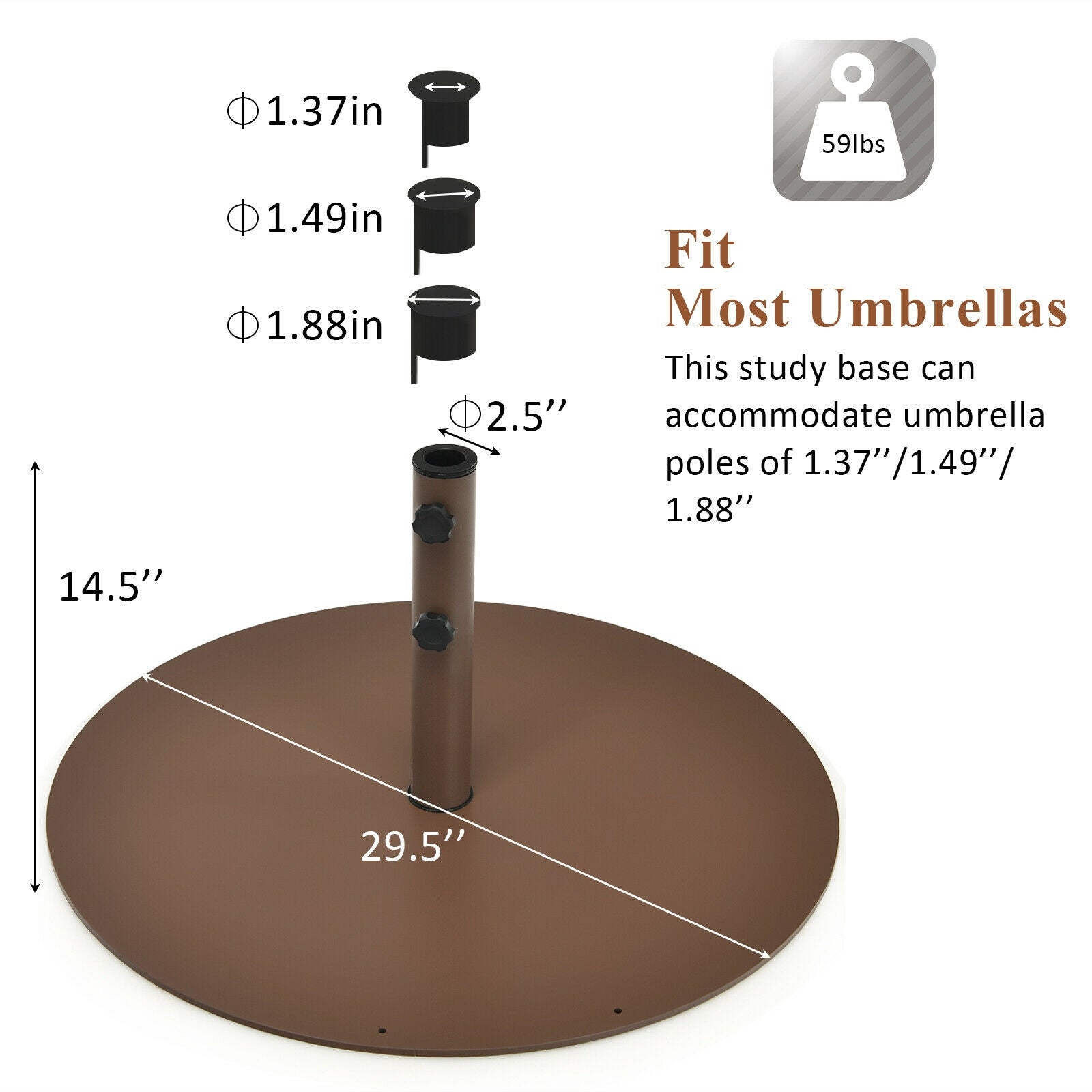 29.5 Inch Steel Outdoor Umbrella Stand