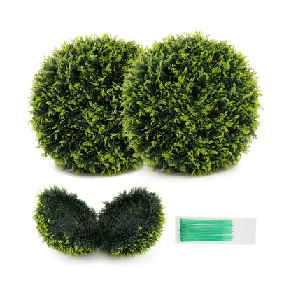 2 Piece Set of Indoor/Outdoor Decorative Faux Cedar Leaf Topiaries - 2 Sizes