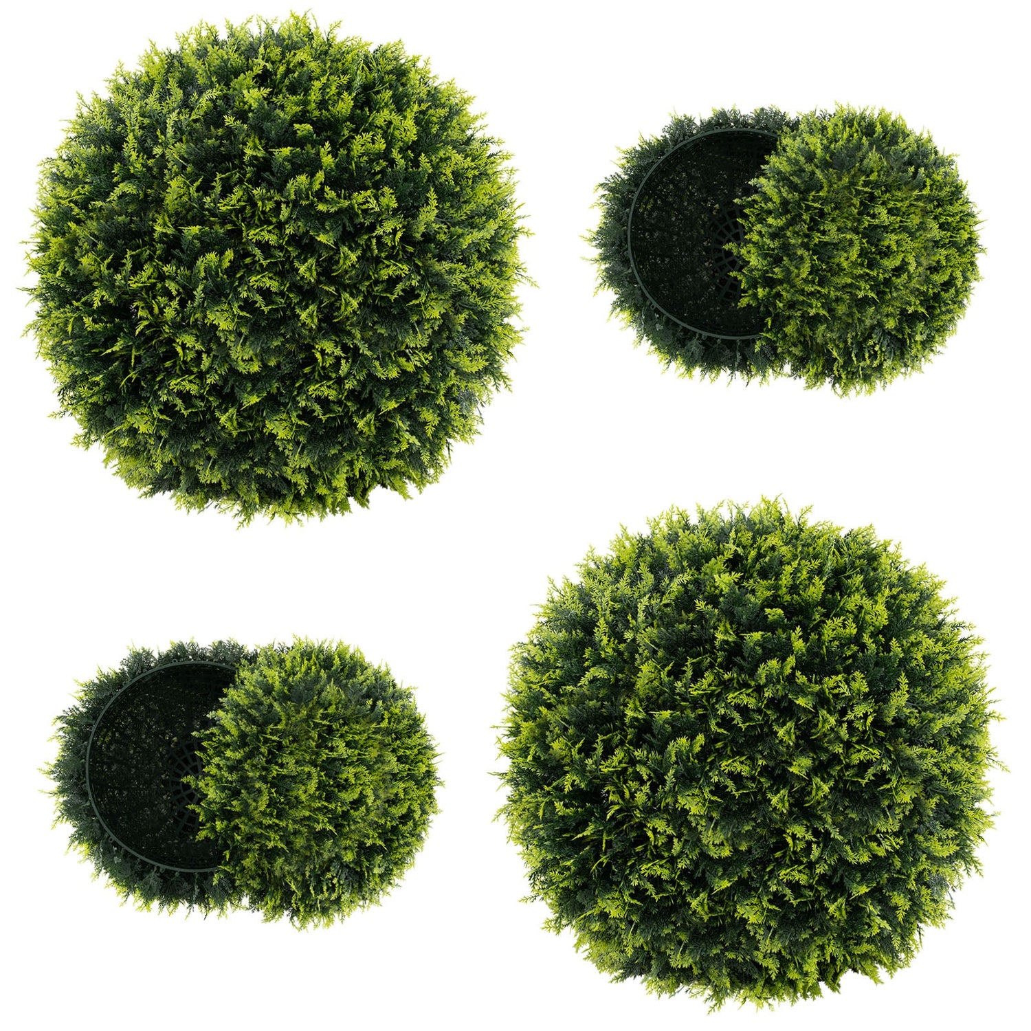2 Piece Set of Indoor/Outdoor Decorative Faux Cedar Leaf Topiaries - 2 Sizes