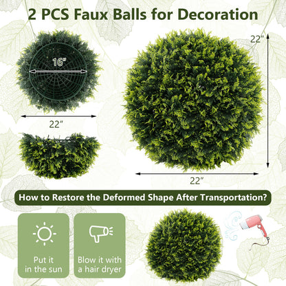 2 Piece Set of Indoor/Outdoor Decorative Faux Cedar Leaf Topiaries - 2 Sizes