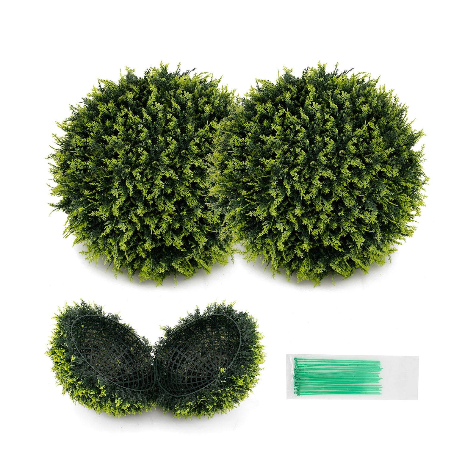 2 Piece Set of Indoor/Outdoor Decorative Faux Cedar Leaf Topiaries - 2 Sizes