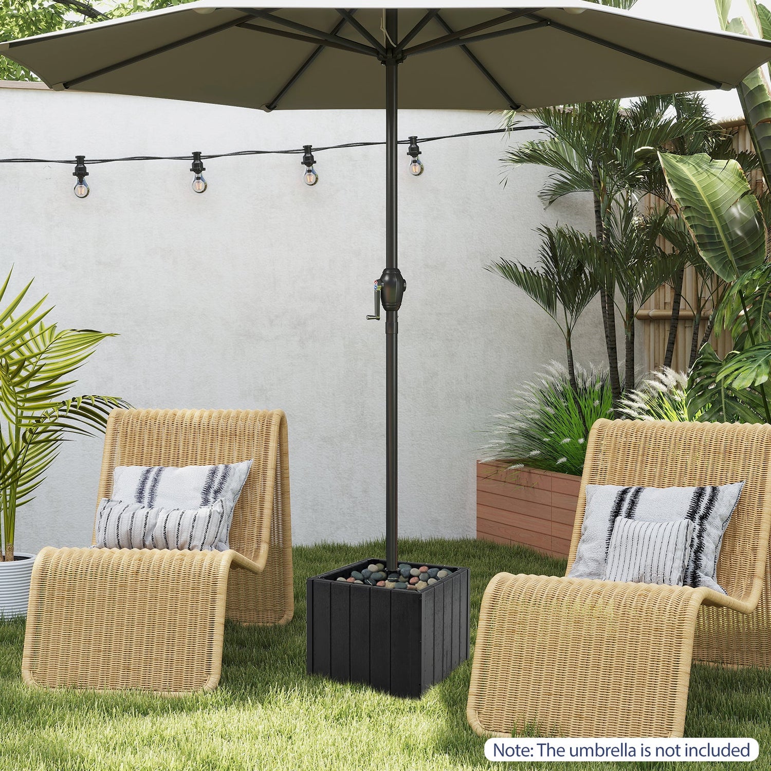 2-in-1 Outdoor Umbrella Base/Planter - Black