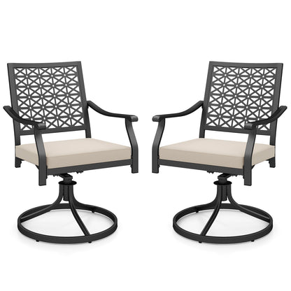 Set of 2 Outdoor Swivel Chairs with Removable Cushions - Beige