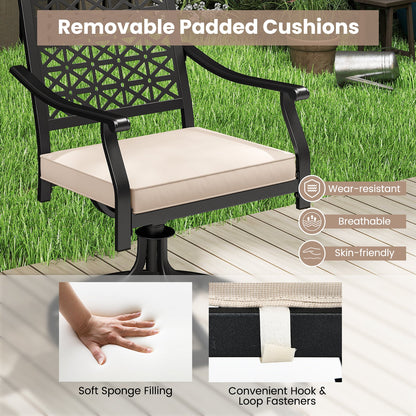 Set of 2 Outdoor Swivel Chairs with Removable Cushions - Beige