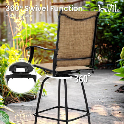 Set of 4 Outdoor Swivel Bar Stools - Tan