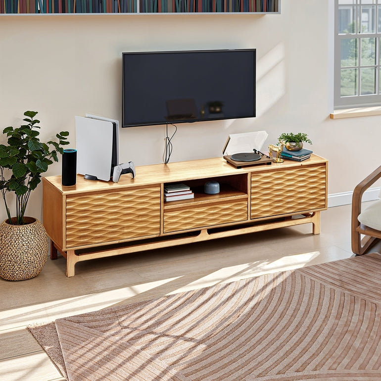 Acacia Elara Solid Wood TV Stand with Storage and Cable Management - 3 Finishes