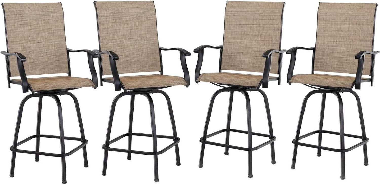 Set of 4 Outdoor Swivel Bar Stools - Tan