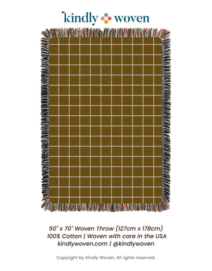Golden Brown Grid Jacquard Woven Throw