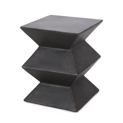 Indoor/Outdoor Lightweight Concrete Side Table in Metal Finish