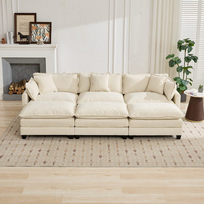 Cloud 3 Seat Sofa in Beige Chenille