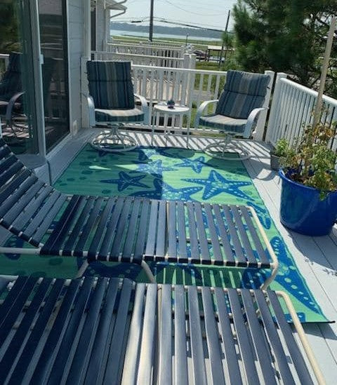 Starfish Blue &amp; Green Reversible Outdoor Mat