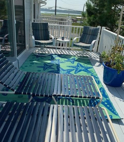 Starfish Blue &amp; Green Reversible Outdoor Mat