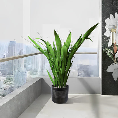 Set of 3 Black Grid Design Flower Pots