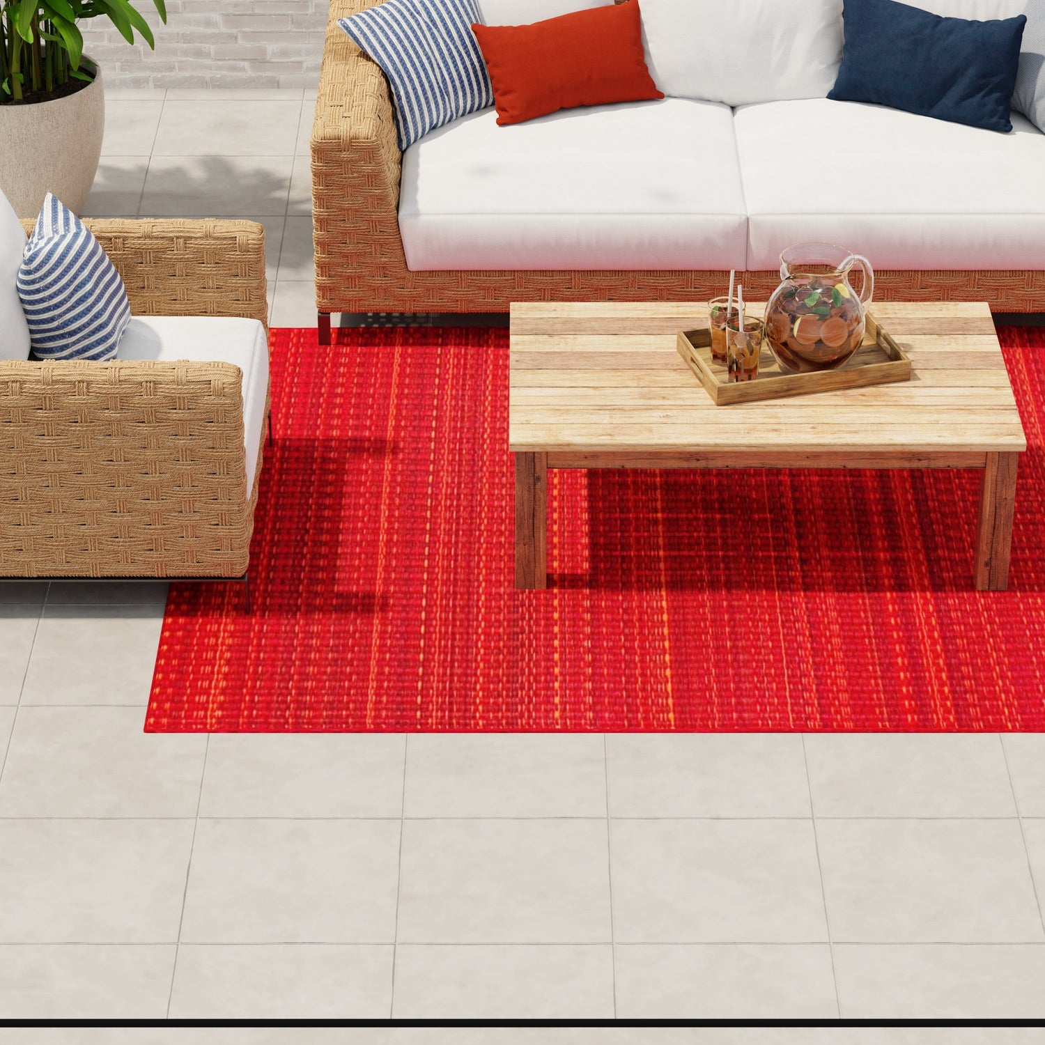 Mixed Red Outdoor Mat