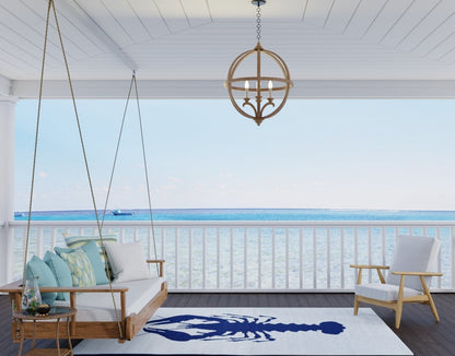 Lobster Blue &amp; White Outdoor Mat