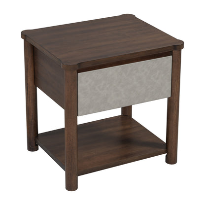 Modern Queen Bed Frame Set with 2 Nightstands - Gray/Walnut
