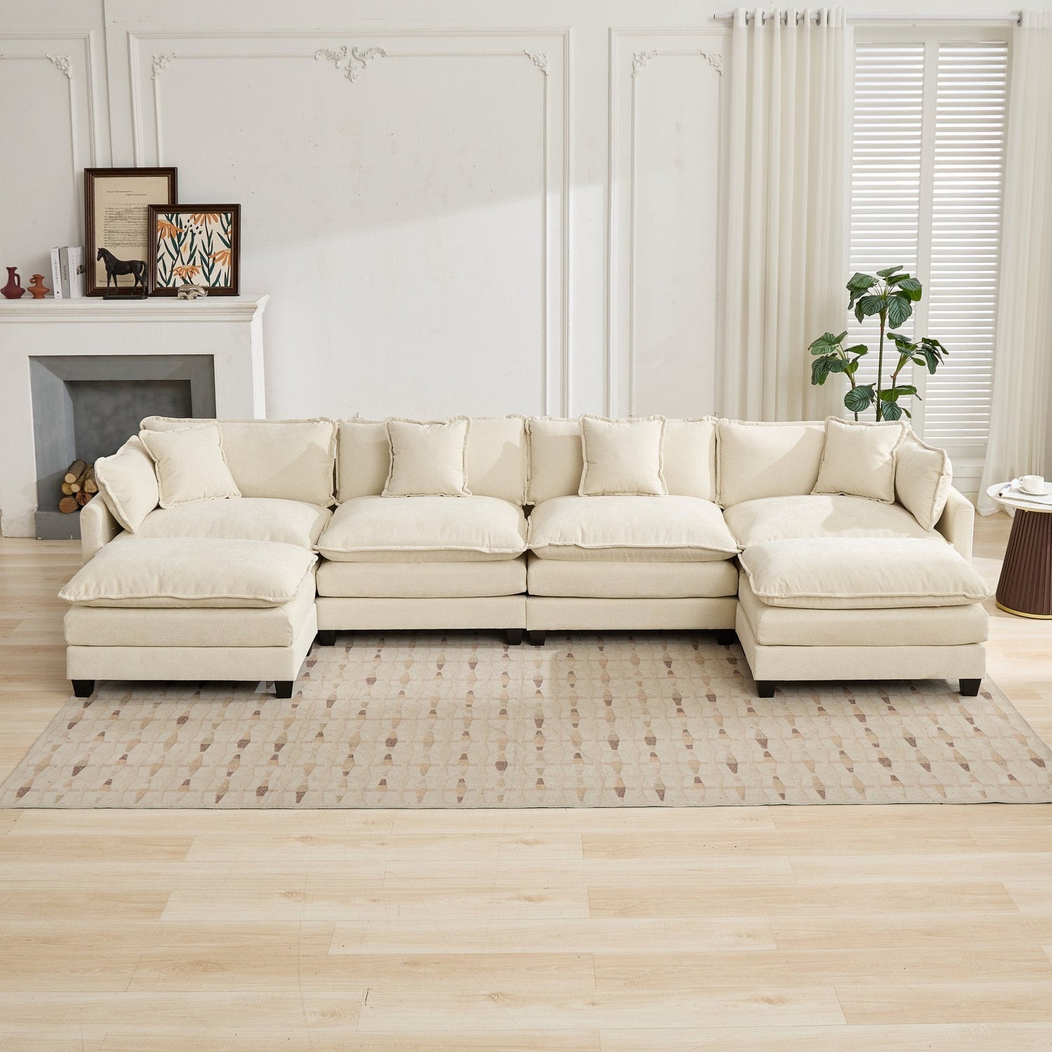 Cloud 4 Seat Sofa with Chenille Fabric in Beige