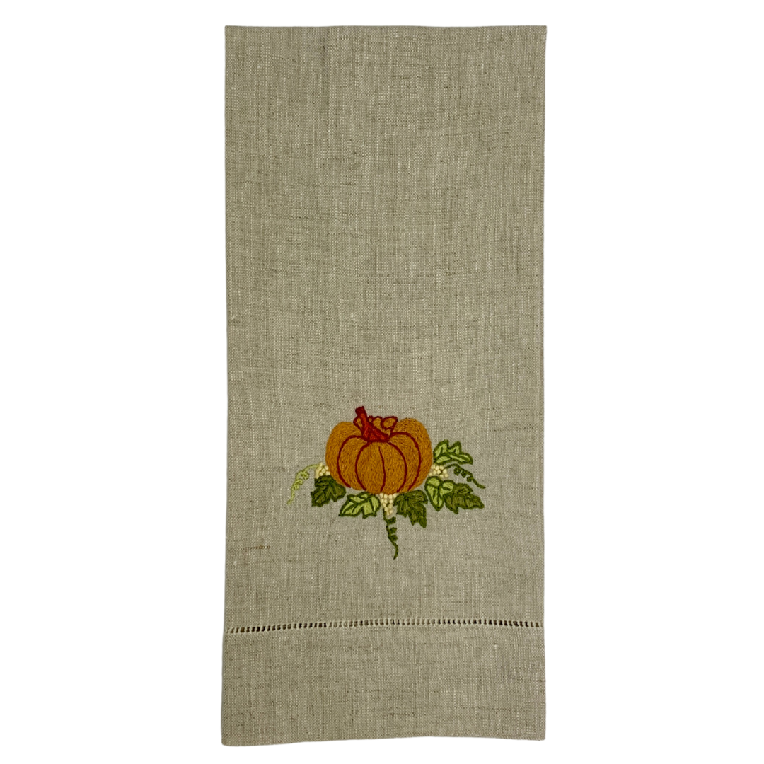 Fall Pumpkins 100% Linen Tea Towel