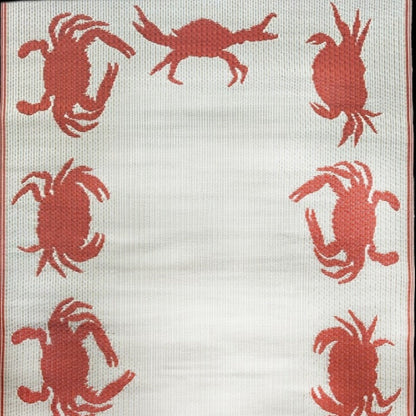 Crab Orange &amp; Cream Outdoor Mat