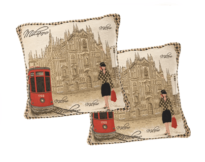 Milano Postcard Tapestry Throw Pillows - Set of 2