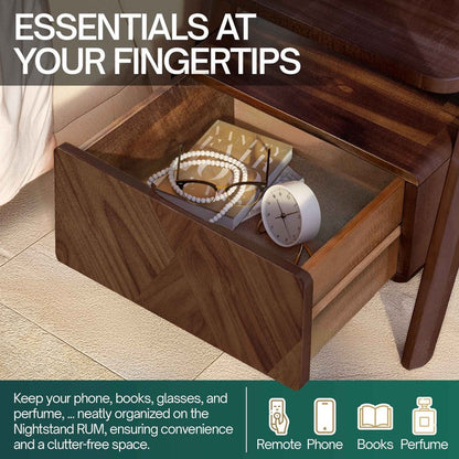 Rorns Rum Nightstand with Drawer - 2 Colors